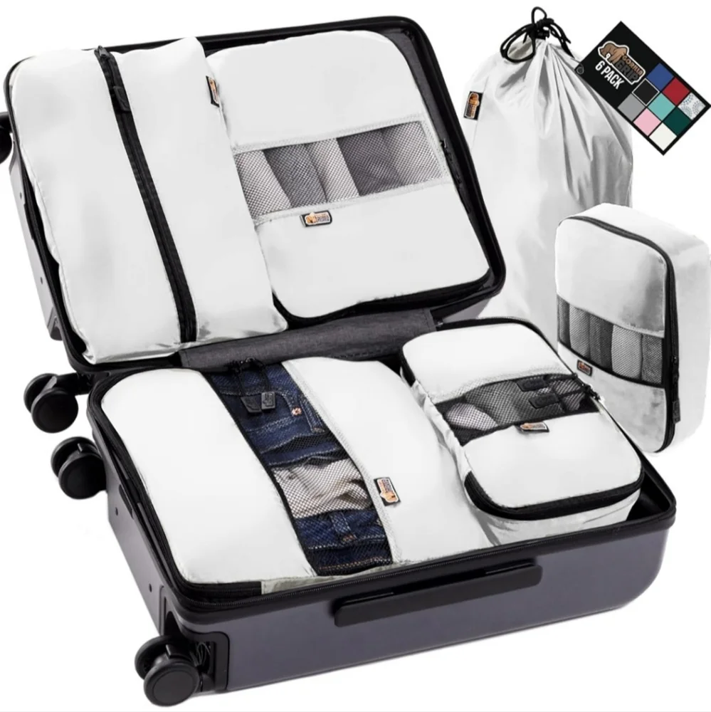 New Gorilla Grip 6-Piece Off White Garment Bag Set